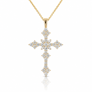 VERA Couture 2.11 Carat Lab-Grown Diamond Cross Pendant 14K Yellow Gold 43.2 mm