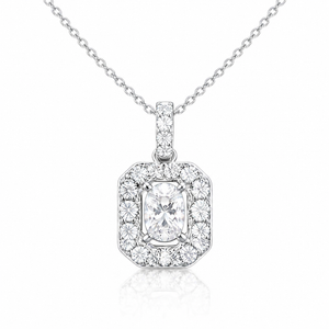 VERA Signature Oval Halo Lab-Grown Diamond Pendant 0.38 Carats 14K White Gold 16"