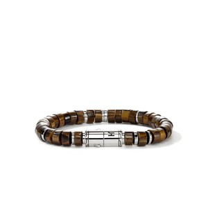 John Hardy Heishi Tiger Eye Beaded Bracelet 8mm Sterling Silver [BUS290131TE]