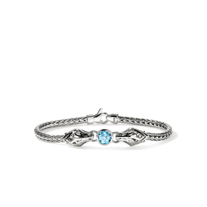 John Hardy Naga Blue Topaz & Diamond Bracelet 3.5mm Sterling Silver - Limited Edition [BUS604231SBTDI]