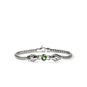John Hardy Naga Green Tourmaline & Diamond Bracelet 3.5mm Sterling Silver - Limited Edition [BUS604231GTDI]