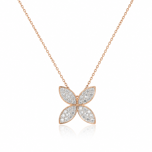 VERA Florian™ Butterfly Diamond Pendant Necklace 1.23 Carats 14K Rose Gold