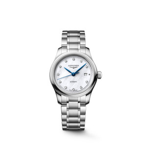 Longines Master Collection L2.449.4.87.6 30mm automatic watch with white mother-of-pearl dial and stainless steel bracelet