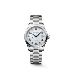 Longines Master Collection L2.449.4.73.6 30mm automatic watch with silver barleycorn dial and stainless steel bracelet.