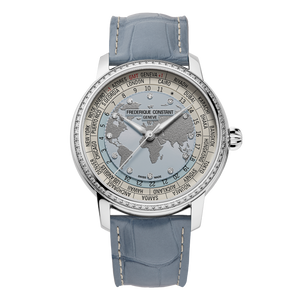 Frédérique Constant Manufacture Classic Worldtimer 40 mm Automatic Diamond-Set Light Blue Dial [FC-719LBWD3DH6]