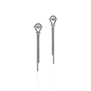 John Hardy Icon Drop Earrings Sterling Silver with Tanzanite & Diamonds 69 mm [EBS9732012TZDI]