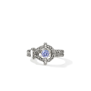 John Hardy Icon Ring Sterling Silver with Tanzanite & Diamonds 4 mm [RBS9735212TZDI]