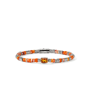 John Hardy Heishi Gem Bracelet Sterling Silver with Orange Citrine & Spiny Oyster Shell 4 mm [BUS290201MCIOYS]