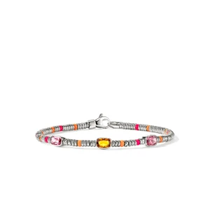 John Hardy Heishi Gem Bracelet in Sterling Silver, Orange Citrine, Rhodolite & Pink Tourmaline, 2.5 mm [BUS290191MCIRHPT]