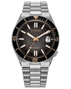 Citizen TSUYOSA Shore “Time Slip” 40 mm Black Dial Automatic Stainless Steel Bracelet [NJ0238-57E]