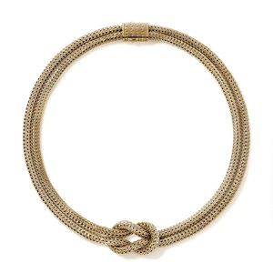 John Hardy Love Knot Double Chain Necklace in 14K Yellow Gold, 10mm [NGG98778]