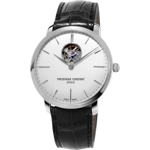 Frédérique Constant Classics Slimline Heart Beat Automatic 40 mm Silver-Tone Dial Black Leather Strap [FC-312S4S6]