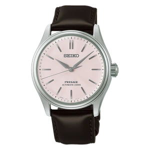 38mm Seiko Presage Classic Series HCC003 automatic watch with sakura-iro dial and leather strap

