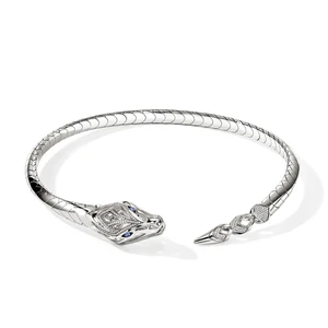 John Hardy Naga Flex Choker in Sterling Silver with Diamonds & Blue Sapphires, 8mm [NBP603652BSPDI]