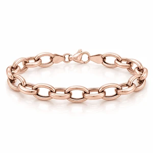 14K Pink Gold Fancy Hollow Oval-Link Bracelet 8 in [TA99]