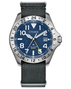 Citizen Promaster Land GMT Eco-Drive 39.5 mm Navy Blue Dial Nylon Strap [BJ7150-09L]