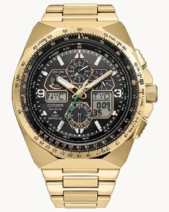 Citizen Promaster Skyhawk A-T Eco-Drive 50th Anniversary 46 mm Black Dial Gold-Tone Bracelet [JY8144-50E]