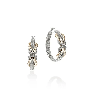 John Hardy Infinite Love Knot Hoop Earrings 14K Yellow Gold & Sterling Silver 27.5 mm [EZZ97350]
