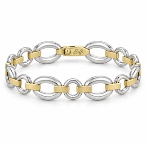 14K Two-Tone Gold Oval Link Bracelet Biffi Signature Collection, 13.8 mm, 8″ [N3416]
