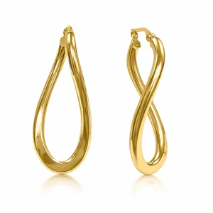 Made in Italy 10K Yellow Gold Twisted Teardrop Hoop Earrings 40.8 × 15.5 mm [TTP25]