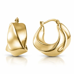 14K Yellow Gold Sculptural Hoop Earrings 20.5 mm [TTP30]