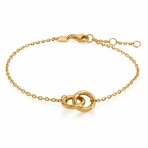10K Yellow Gold Interlocking Double-Loop Bracelet 9 × 14 mm [B050A]