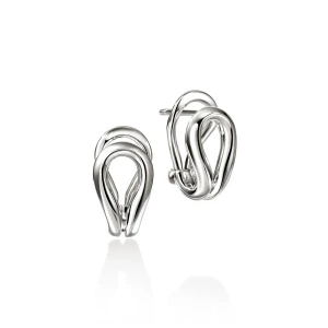 John Hardy Surf Earrings Sterling Silver 13.9 mm [EB89539]