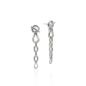 John Hardy Surf Link Drop Earrings Sterling Silver 50 mm [EB89540]