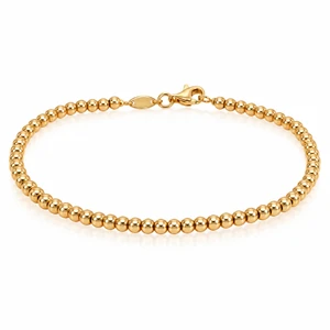 Italian 10K Yellow Gold 3 mm Ball Bead Bracelet 7 in [B131]
