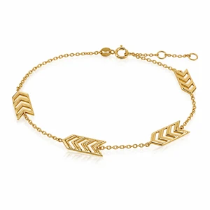 Italian 10K Yellow Gold Arrow Chevron Bracelet, 6.5–7.5″ [B122]