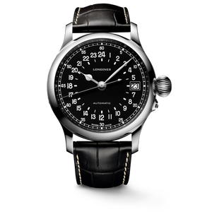 Longines Avigation Twenty-Four Hours Black Matt Dial Black Alligator Leather Strap Automatic 47.50 mm [L2.751.4.53.4]