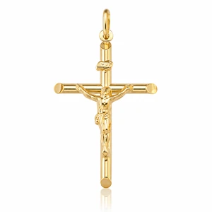 Yellow Gold Crucifix Pendant 41 mm – 10K, 14K or 18K [N1103]