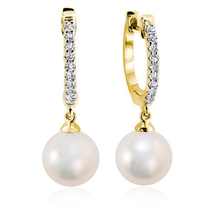 PEARL & DIAMOND EARRING  #13-040825YWP PEARL & DIAMOND EARRING  #13-040825YWP