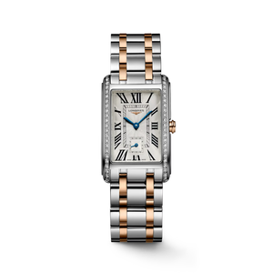 Longines DolceVita Quartz 23 × 37 mm Silver Flinqué Dial Stainless Steel & 18K Rose Gold Bracelet [L5.512.5.79.7]