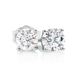 Diamond Solitaire Stud Earrings - 2.01 Carats Total Weight Diamond Solitaire Stud Earrings - 2.01 Carats Total Weight
