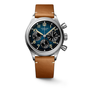 Longines Avigation BigEye Petroleum Blue Dial Titanium Case Brown Leather Strap Automatic Chronograph 41 mm [L2.816.1.93.2]