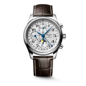 Longines Master Collection Chronograph Silver Barleycorn Dial With Calendar & Moonphase Brown Alligator Strap Automatic 42 mm [L2.773.4.78.3]