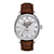 Front view: Tissot Le Locle Powermatic 80 Open Heart T006.407.16.033.01 with silver dial and brown leather strap.