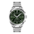 Front view of Tissot PR 100 Chronograph 40 mm green dial stainless steel bracelet
