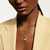 Model wearing JH Lovestruck link necklace with diamond pendant