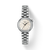 Tissot Desir 28 mm front view with white mother-of-pearl dial and stainless steel bracelet