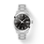 Tissot Gentleman 38 mm black dial automatic watch stainless steel bracelet front view
