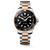 Longines HydroConquest L3.769.3.58.7 Swiss Made 42mm quartz dive watch with black sandblasted dial, black unidirectional rotating bezel, and stainless steel with red PVD-coated bracelet.