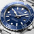 Longines HydroConquest L3.769.4.96.6 42mm quartz dive watch with blue sandblasted dial, blue rotating bezel and stainless steel bracelet.