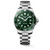 Longines HydroConquest L3.769.4.06.6 42mm Swiss quartz dive watch with green sandblasted dial, green unidirectional rotating bezel, and stainless steel bracelet.