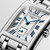 Longines DolceVita L5.512.4.70.6 Swiss Made quartz watch with silver flinqué dial, Roman numerals, blued steel hands, rectangular stainless steel case, and stainless steel bracelet.