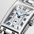 Longines DolceVita L5.255.4.70.6 Swiss Made quartz watch with a silver flinqué dial, painted Roman numerals, blued steel hands, rectangular stainless steel case, and stainless steel bracelet.