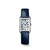 Longines DolceVita L5.255.4.70.2 Swiss Made quartz watch with a silver flinqué dial, painted Roman numerals, blued steel hands, rectangular stainless steel case, and midnight blue alligator leather strap.