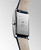Longines DolceVita L5.255.4.70.2 Swiss Made quartz watch with a silver flinqué dial, painted Roman numerals, blued steel hands, rectangular stainless steel case, and midnight blue alligator leather strap.