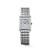 Longines Mini DolceVita L5.200.4.87.6 Swiss Made quartz watch featuring a snow-set white mother-of-pearl dial with diamonds, rectangular stainless steel case, and stainless steel bracelet.